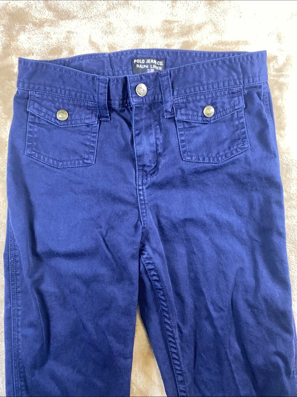 Vintage Ralph Lauren Navy Blue Cotton Flare Pants